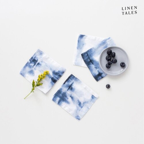Linen Tales Bijelo/plavi platneni podmetači u setu od 4 kom - Slike