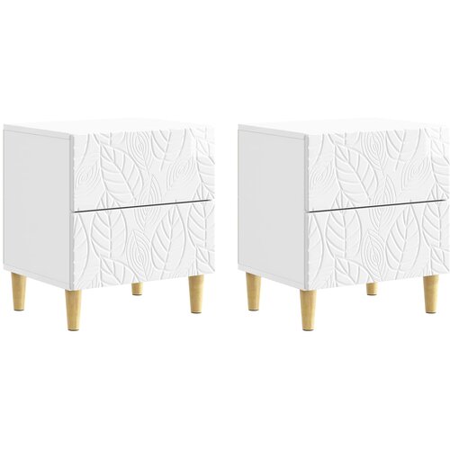  Noćni ormarić 2 pcs Bijela visokog sjaja 43 x 34,5 x 48 cm Slike