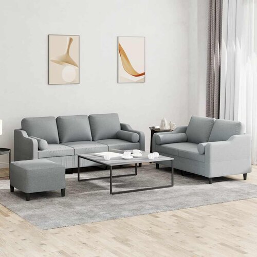  3-dijelni set sofa s jastucima svjetlosivi od tkanine Cijene