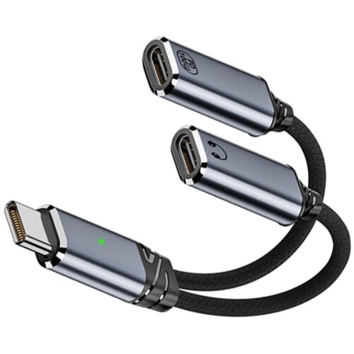 INF Type-C 2v1 adapter za slu&scaron;alke in polnjenje, PD100W, USB2.0 Gray, (5000276510) Cene