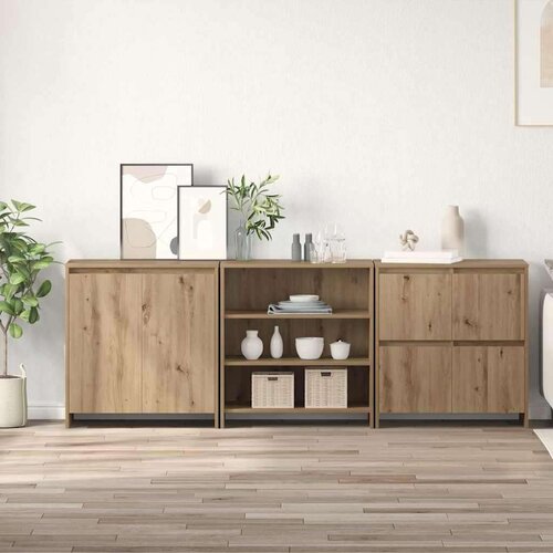  Strani &scaron;al 3 pcs Umetni hrast 70 x 41 x 75 cm Konstruiran les, (5000217261) Cene