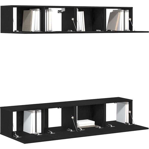  Set TV komoda Zidne 4 pcs Crni hrast 80 x 30 x 30 cm Slike