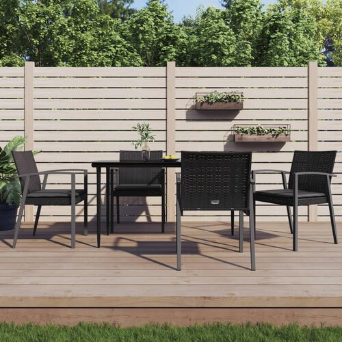 vidaXL Vrtni stoli z blazinami 4 kosi črni 56,5x57x83 cm poli ratan Cene