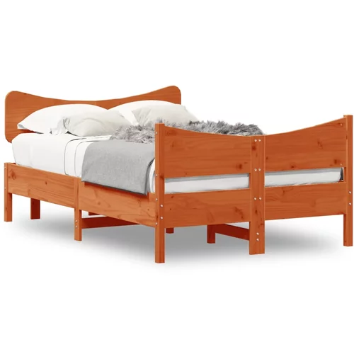  Okvir kreveta s uzglavljem voštano smeđi 120x200 cm od borovine