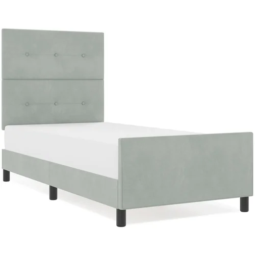 vidaXL Postelja Svetlo siva 90x190 cm Velvet, (22049282)