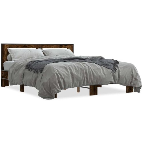  Okvir za krevet boja hrasta 150x200cm konstruirano drvo i metal Slike