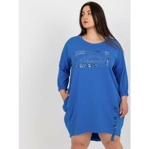 Fashion Hunters Dark blue asymmetrical dress of larger size