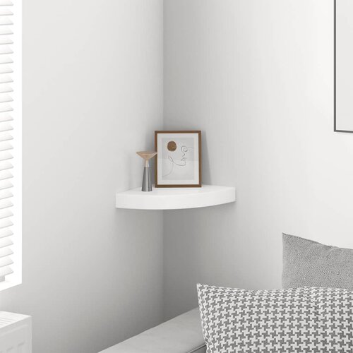  Plutajuća kutna polica visoki sjaj bijela 25x25x3,8 cm MDF Cene