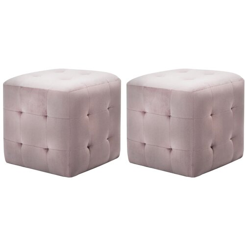vidaXL tabure 2 kosa roza 30x30x30 cm žametno blago Cene
