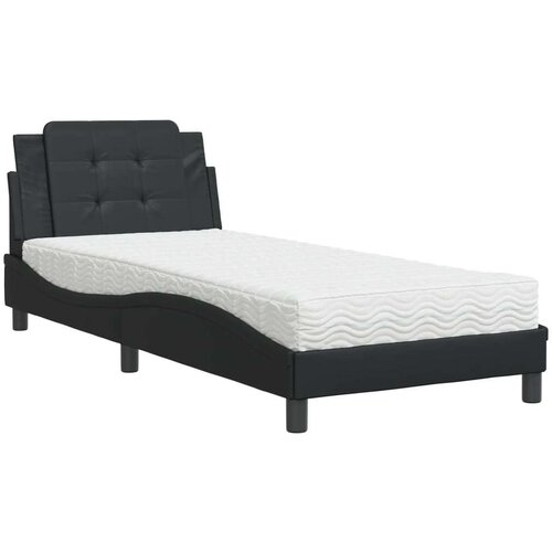  Krevet s madracem crni 90 x 200 cm od umjetne kože Slike
