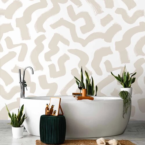  Foto tapeta - Abstract composition - beige patterns in shapes on a white background 450x315 Vodootporna Cene