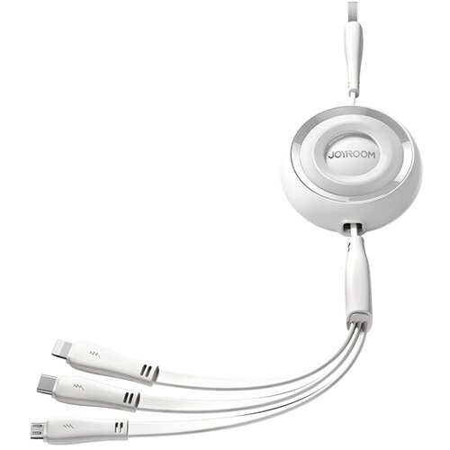 Joyroom 3v1 Colorful Series USB-A v USB-C / iPhone Lightning / microUSB izvlečni kabel 1 m bel, (21091111) Cene