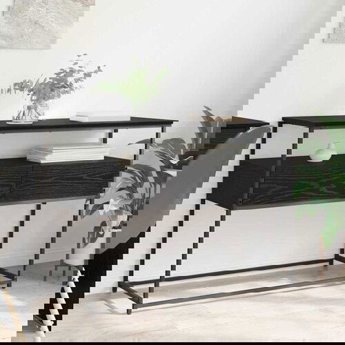 vidaXL Konzolna stolica s ladicama Crni hrast 100 x 40 x 75 cm Cene