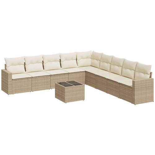 vidaXL 10-dijelni set vrtnih sofa s jastucima bež od poliratana Cene