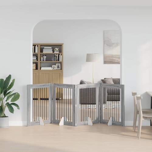  Vrata za pse s postoljem 4 pcs Siva sonoma 80 x 100 cm Slike