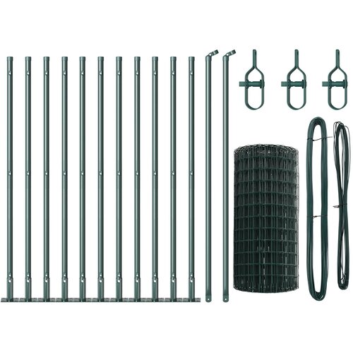 VidaXL Euro Ograda s 13 Postolja s Flangama 0.4x25 m Galvanizirani Čelik Slike