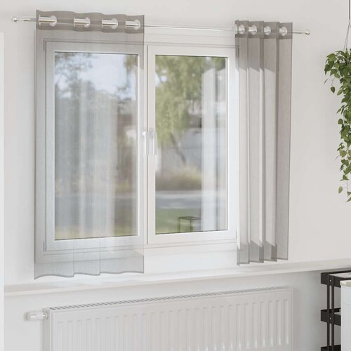VidaXL Voile zavjese s u&amp;scaron;icama 2 kom svijetlosive 140x140 cm Slike