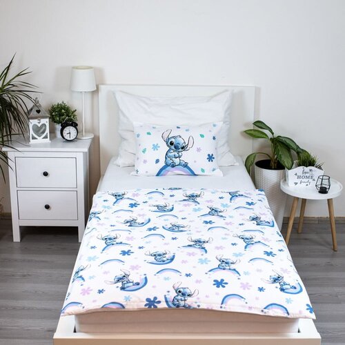 Jerry Fabrics Bijela/plava pamučna dječja posteljina za dječji krevetić 135x100 cm Lilo and Stitch &amp;quot;Rainbow&amp;quot; &amp;ndash; Slike