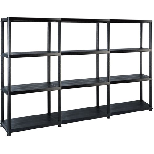 VidaXL Regal s policami 4-nadstropni črn 183x30,5x130 cm plastika Slike