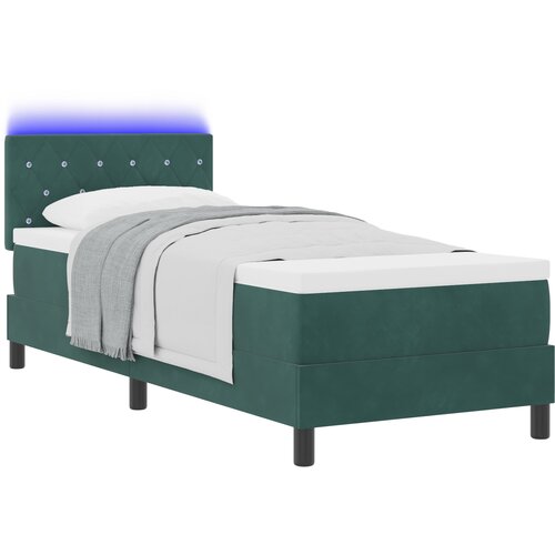 vidaXL Box Spring Krevet s Madracem i LED Tamno Zelena 80x200 cm Baršun Cijene