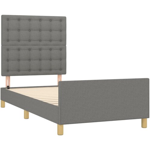  Okvir za krevet s uzglavljem tamnosivi 90x190 cm od tkanine Slike