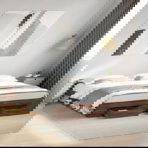 Furnova Posteljni okvir s predali rjavi hrast 200x200 cm inženirski les, (21942985) Cene