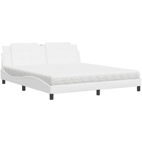  Krevet s madracem Zadar bijeli 180 x 200 cm od umjetne kože Slike