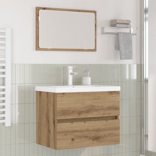 VidaXL Set namje&amp;scaron;taja za kupaonicu 3 pcs Crni hrast 60 x 38.5 x 45 cm Slike