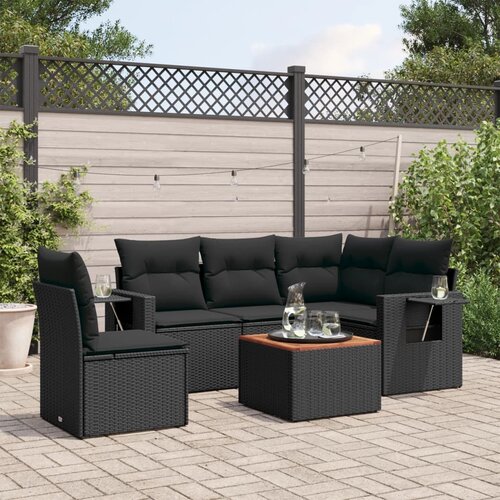  6-dijelni set vrtnih sofa s jastucima crni od poliratana Cijene