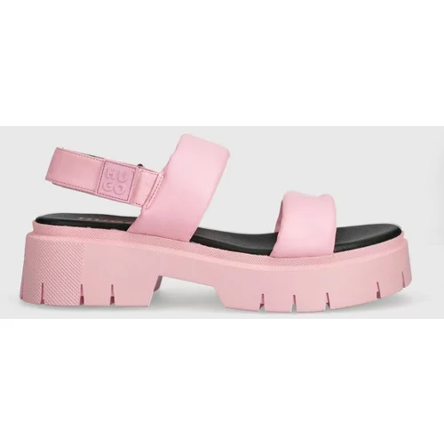 Hugo Kožne sandale Kris za žene, boja: ružičasta, s platformom, 50517374