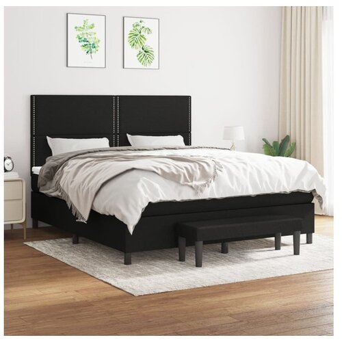 vidaXL Box spring postelja z vzmetnico črna 160x200 cm blago Cene