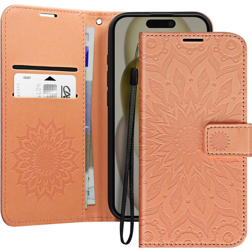 AVIZAR Ohi&scaron;je za iPhone 16 Pro Madala Wallet s trakom za roko, Rose clair, (5000215751) Cene