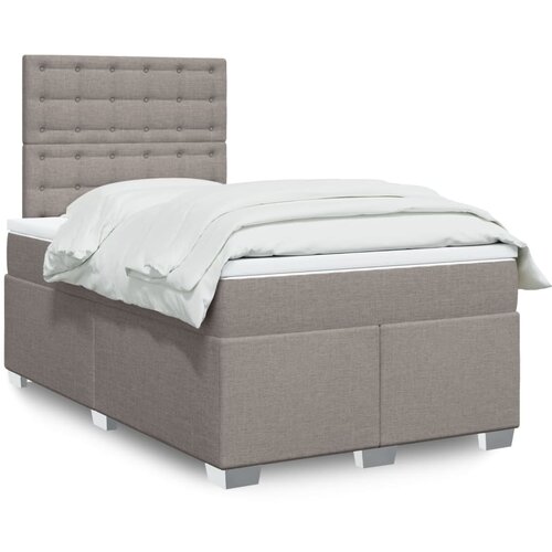 VidaXL Krevet s oprugama i madracem smeđesivi 120 x 200 cm od tkanine Slike