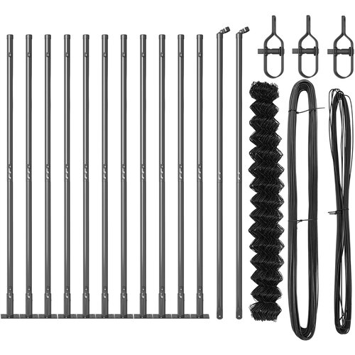 VidaXL Verižna ograja Set 2 Siva Pra&amp;scaron;no premazano jeklo 25 x 1.5 m Slike