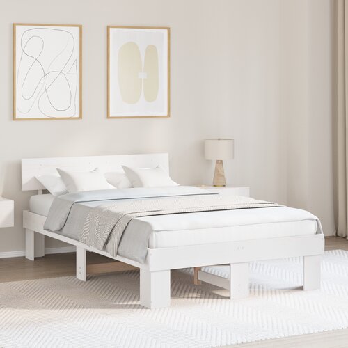 vidaXL Krevetna konstrukcija Bijelo 135 x 190 cm Čvrsta borova drva Cijene