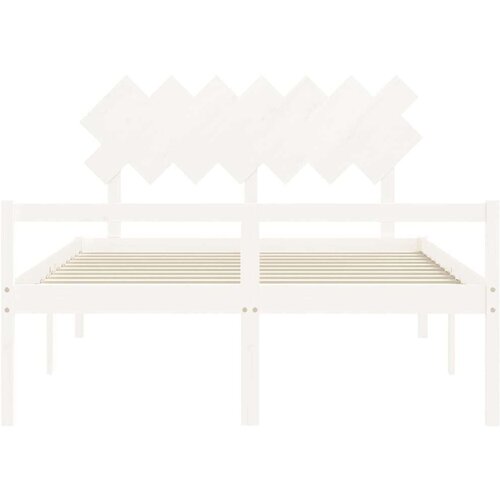 VidaXL okvir kreveta s uzglavljem bijeli 140 x 190 cm od masivnog drva Slike