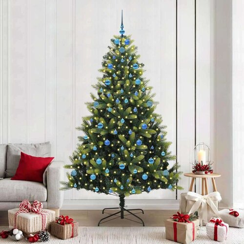 vidaXL Umretni zložljivi božični drevesec 300 LED diod Zelena 210 cm Cene