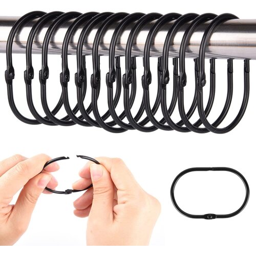 INF Kljuke za zavese za prho Rings 12 kom Black, (21247243) Cene