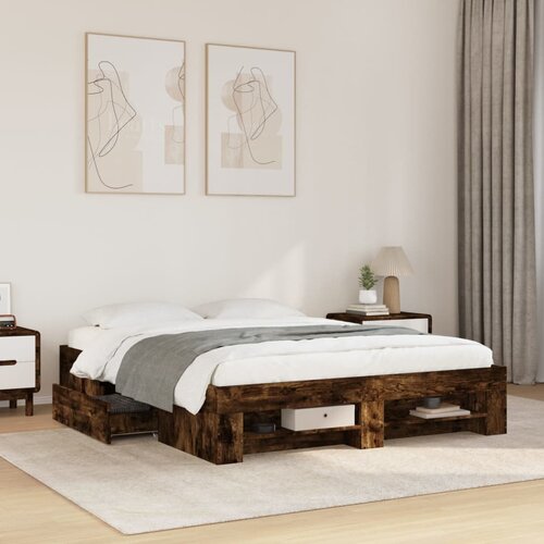 Furnova Posteljni okvir brez vzmetnice hrast 150x200 cm inženirski les, (21940789) Slike