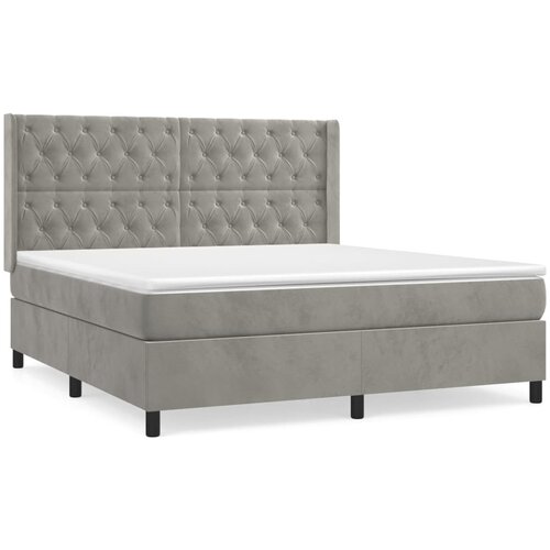 Maison Chic Box spring postelja - Vzmetna postelja z vzmetnico svetlo siva 160x200 cm žamet SL2418, (21900788) Cene