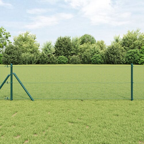 VidaXL varjena žičnata ograja z 13 stebri Zelena 0.4x25 m Jeklo Slike