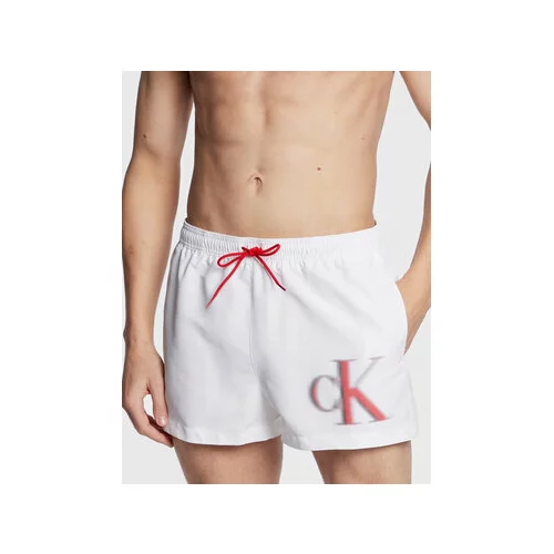 Calvin Klein Swimwear Kopalne hlače KM0KM00801 Bela Regular Fit