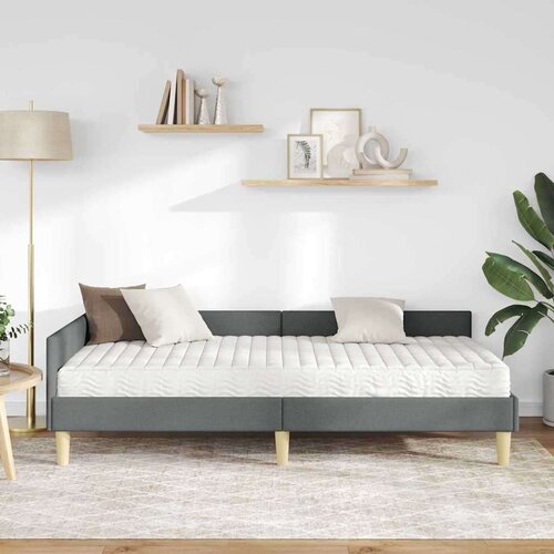  Kutni krevetni okvir s madracem Ostalo 2 pcs Siva tkanina Slike