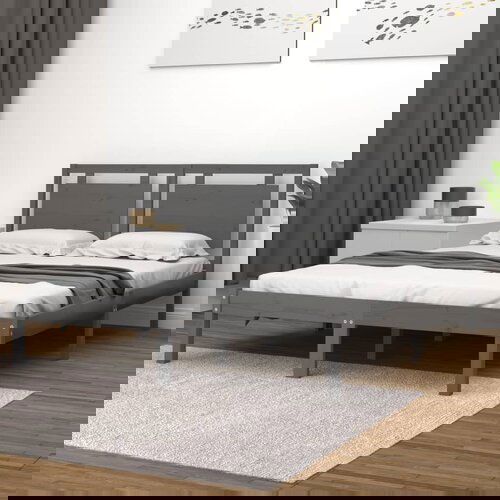 vidaXL Okvir za krevet od masivne borovine sivi 200 x 200 cm Cijene