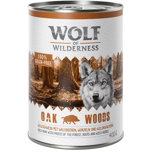 Wolf of Wilderness Varčno pakiranje Adult 24 x 400 g - Oak Woods - divja svinja