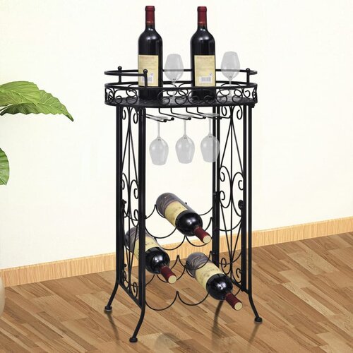 Stalak za Vino s Držačem Ča&scaron;a za 9 Boca Metalni Cijene