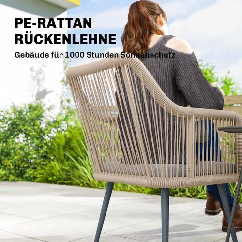  Set od 2 vrtne stolice s naslonima za ruke jastuci metalni okvir do 120 kg svijetlo sive Slike
