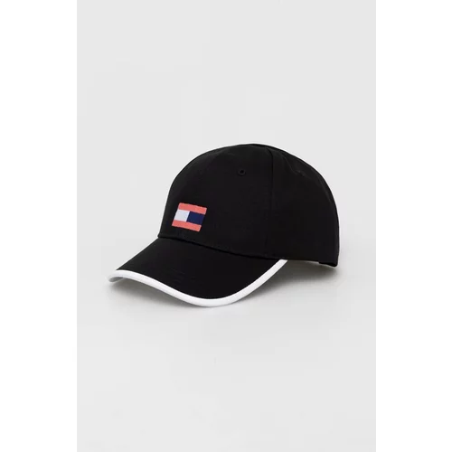 Tommy Hilfiger Otroška bombažna bejzbolska kapa črna barva