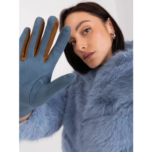 Fashion Hunters Grey-blue gloves with braided straps