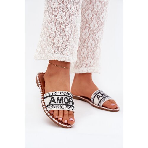 Boto Ladies flat sandals with decoration Amore white Avelina Cene